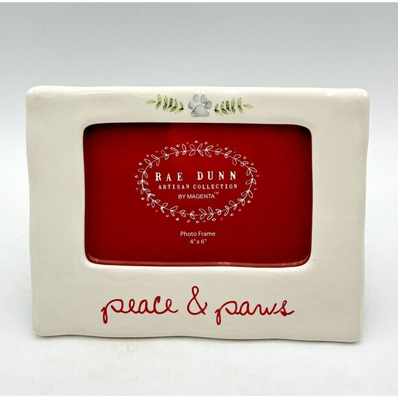 Rae Dunn Artisan Collection by Magenta Dog 4x6 Photo Frame Peace and Paws - Picture 1 of 7